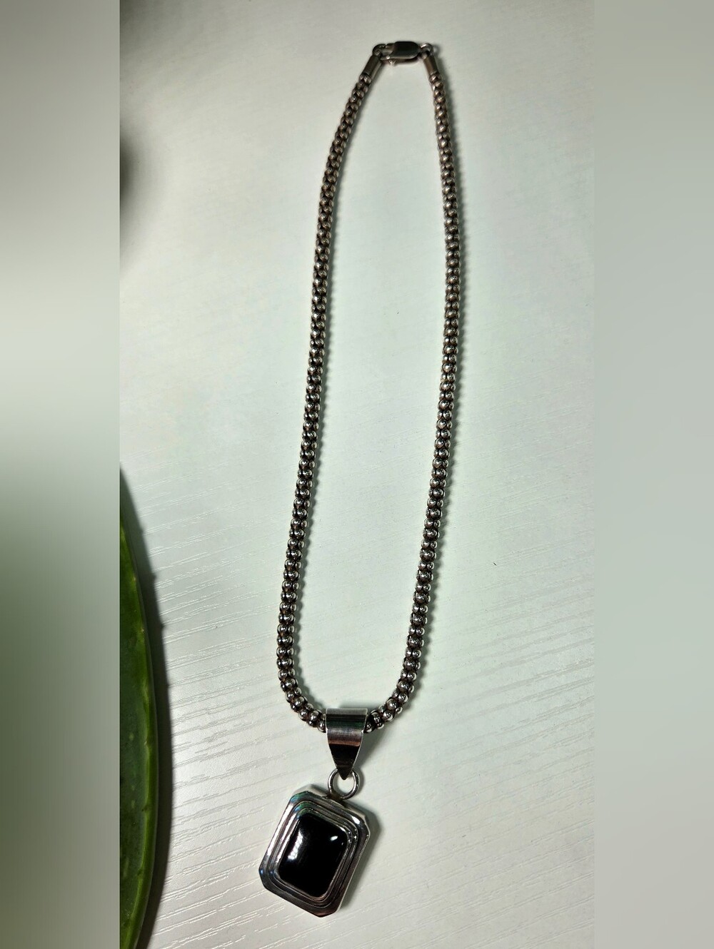 Silpada Sterling And Onyx Necklace Popcorn Chain